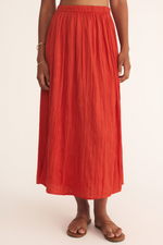 Z Supply Nicoline Crinkle Midi Skirt Cabana Red