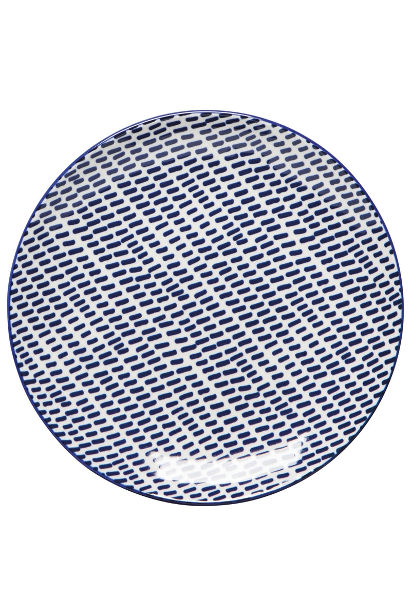 Stamped Appetizer Plate - Blue Dash