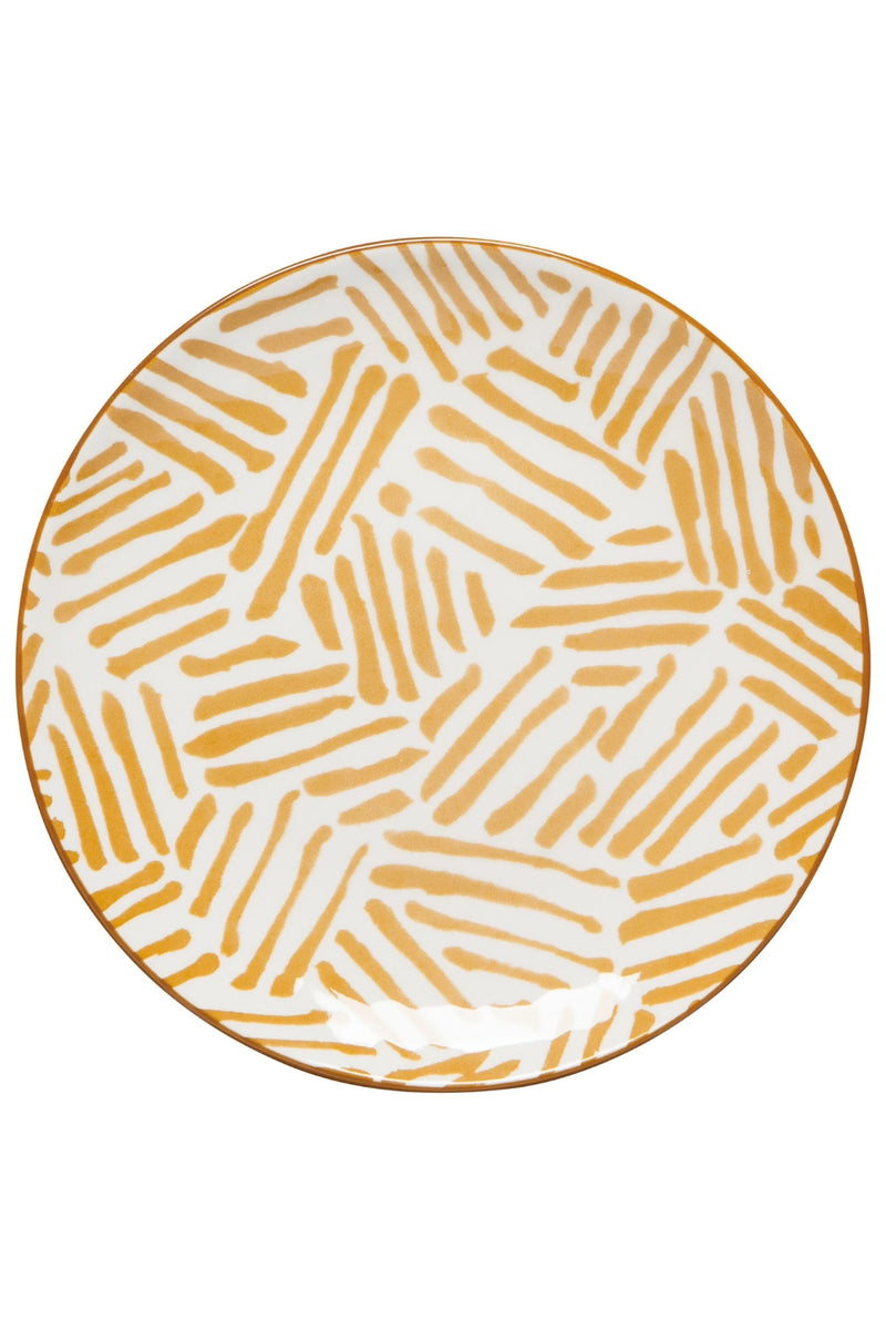 Stamped Appetizer Plate - Ochre Lines