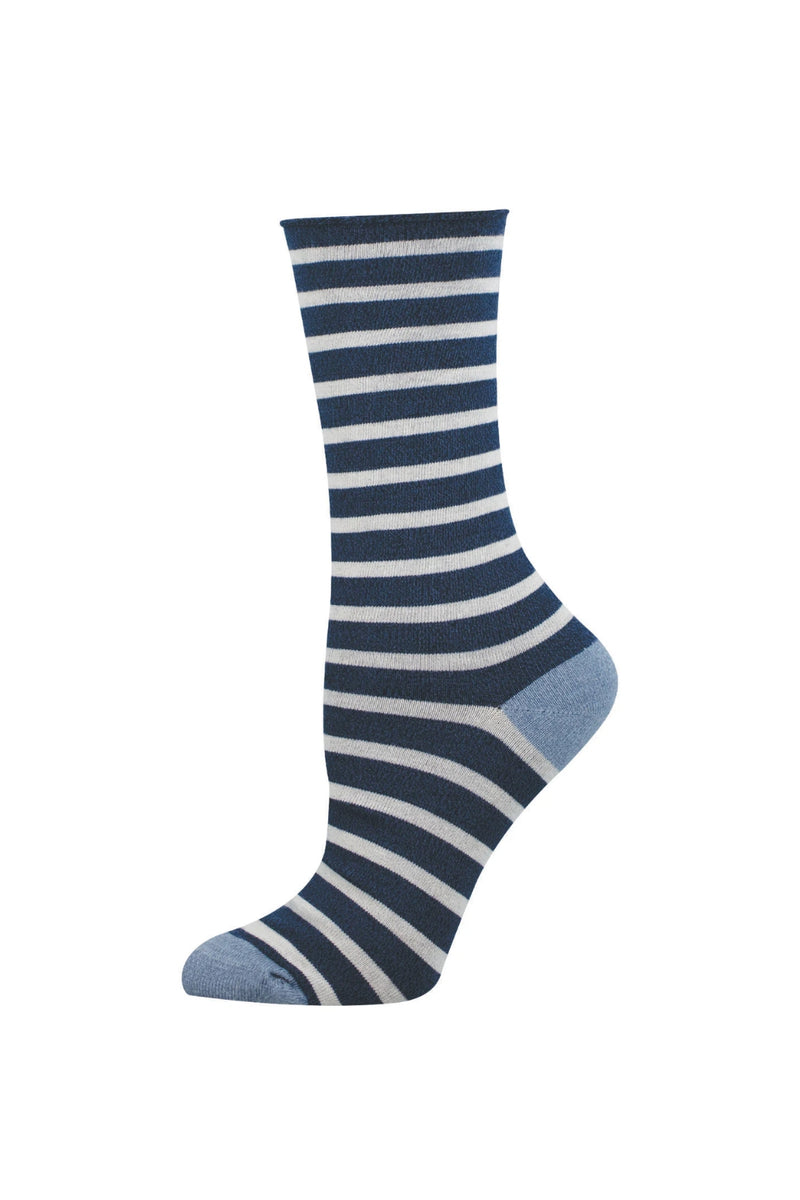 Socksmith Women's Bamboo Socks Sailor Stripe - Navy Heather