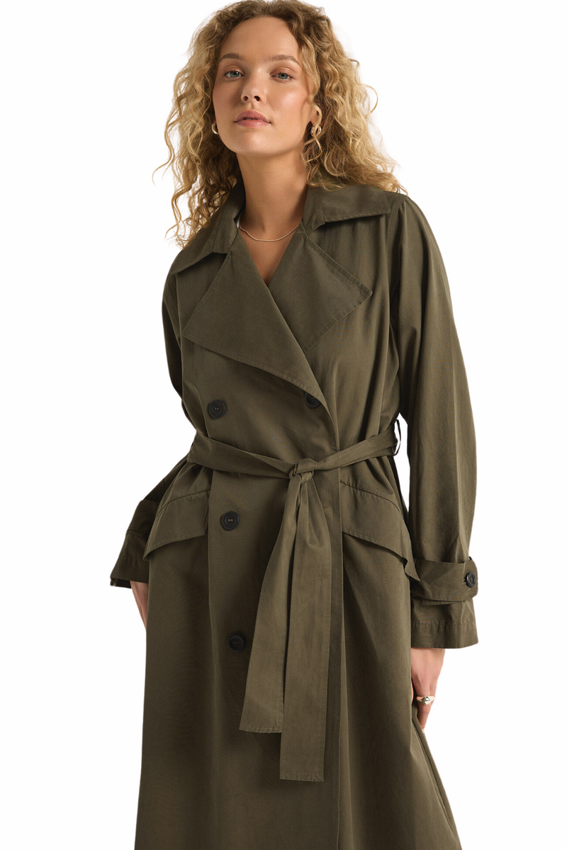 Z Supply Dorian Trench Coat - Grape Leaf