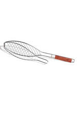 Outset Fish Grill Basket with Rosewood Handle