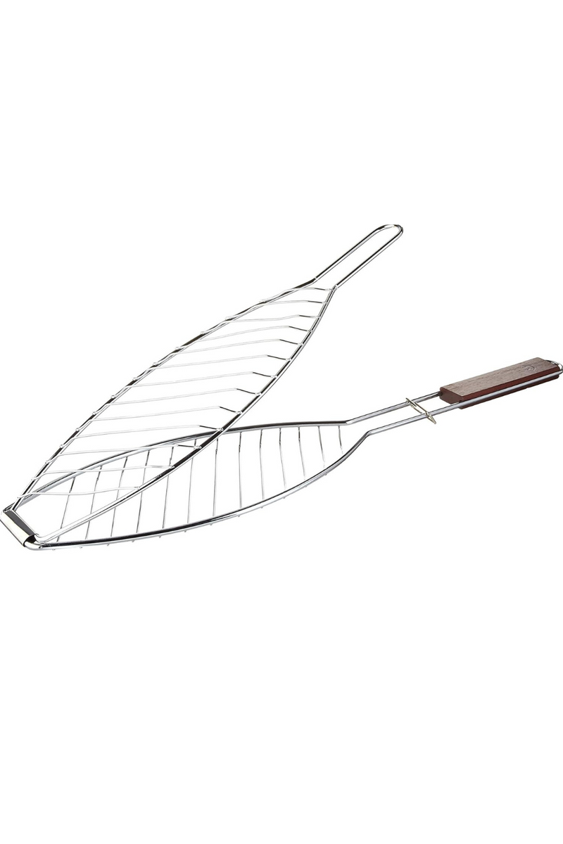 Outset Fish Grill Basket with Rosewood Handle