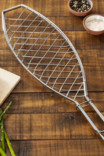 Outset Fish Grill Basket with Rosewood Handle