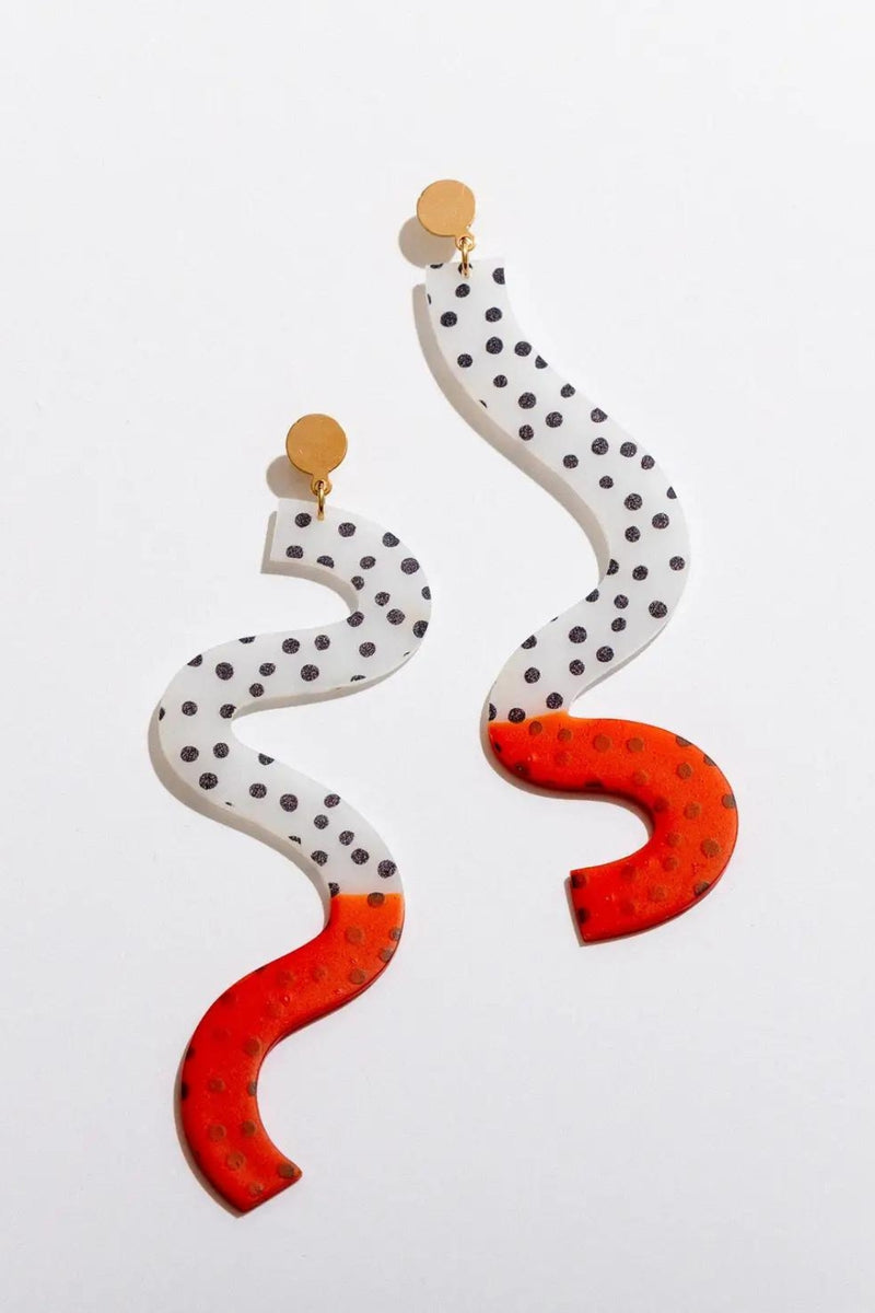 Larissa Loden Dipped Squiggle Earrings - Red