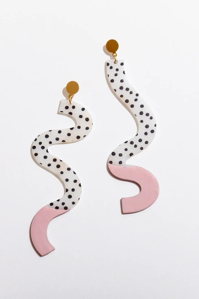 Larissa Loden Dipped Squiggle Earrings - Pink