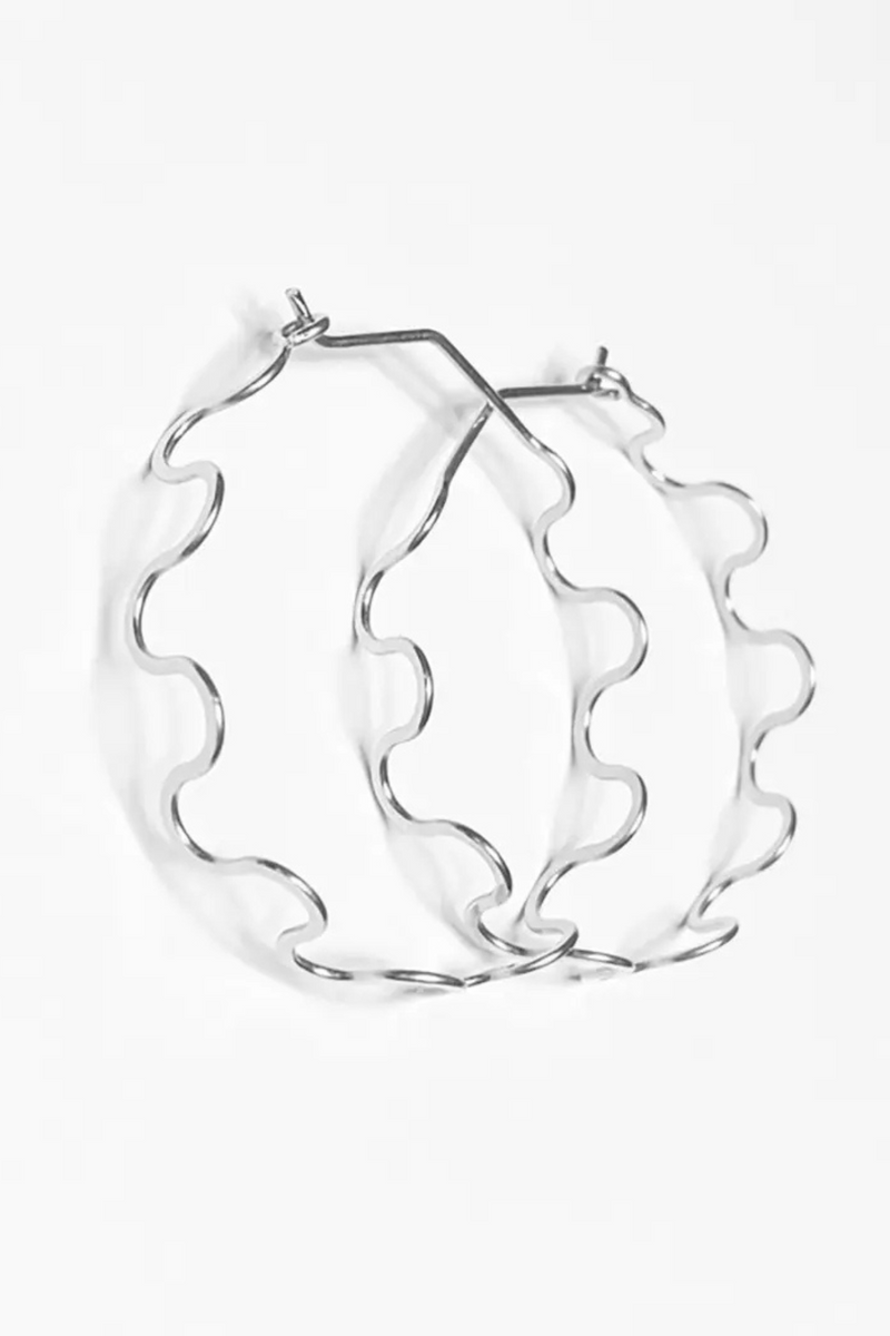 Mind's Eye Design Squiggle Hoops - Sterling Silver
