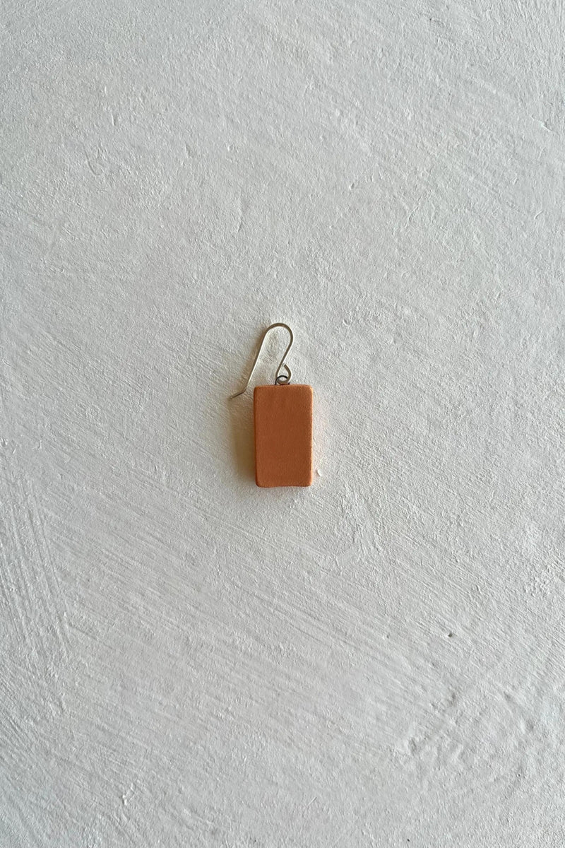 Clay by Shay x | Rectangle (single earring) - 14k Gold - Brown