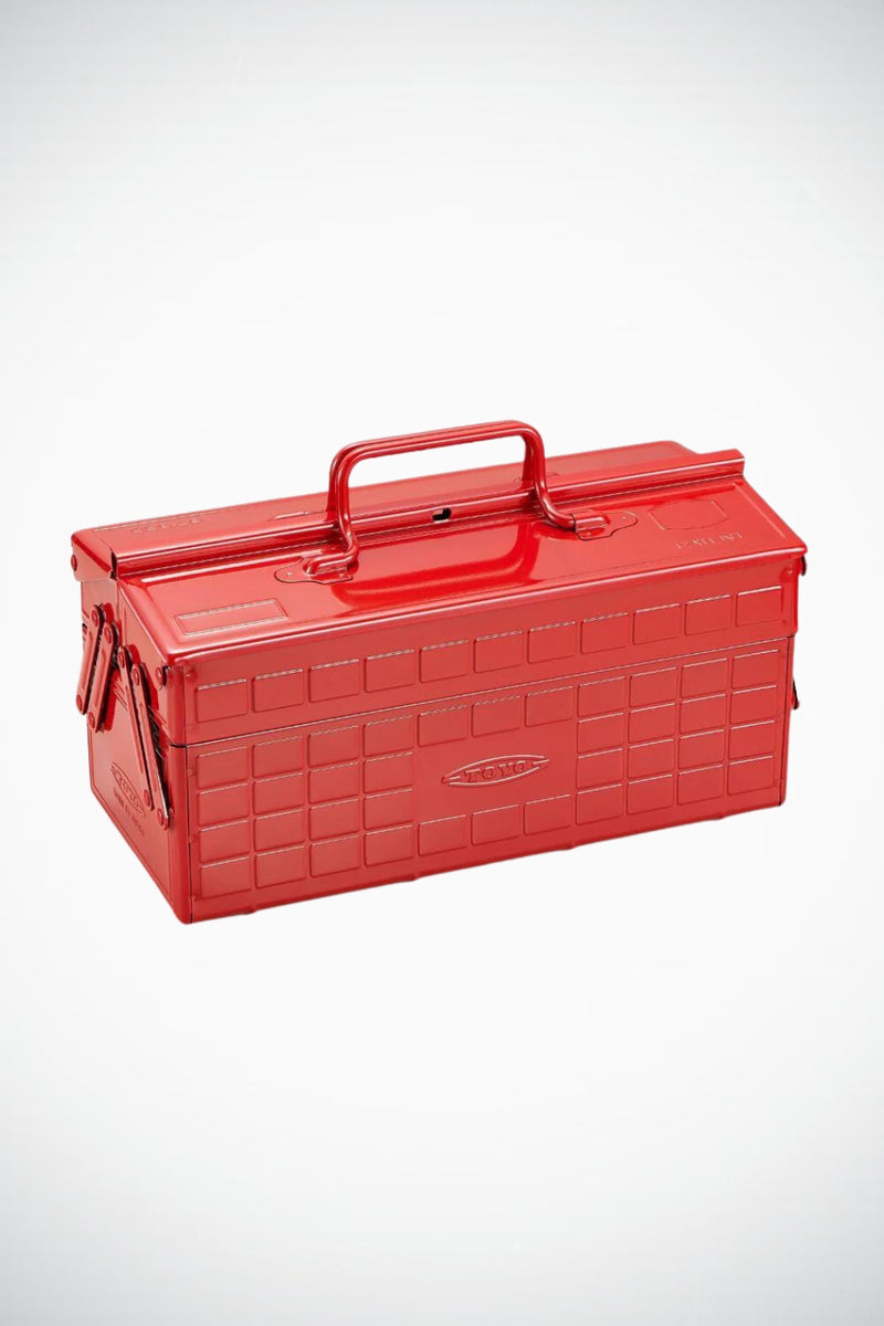 Toyo Steel Toolbox with Cantilever Lid and Upper Storage Trays - Red