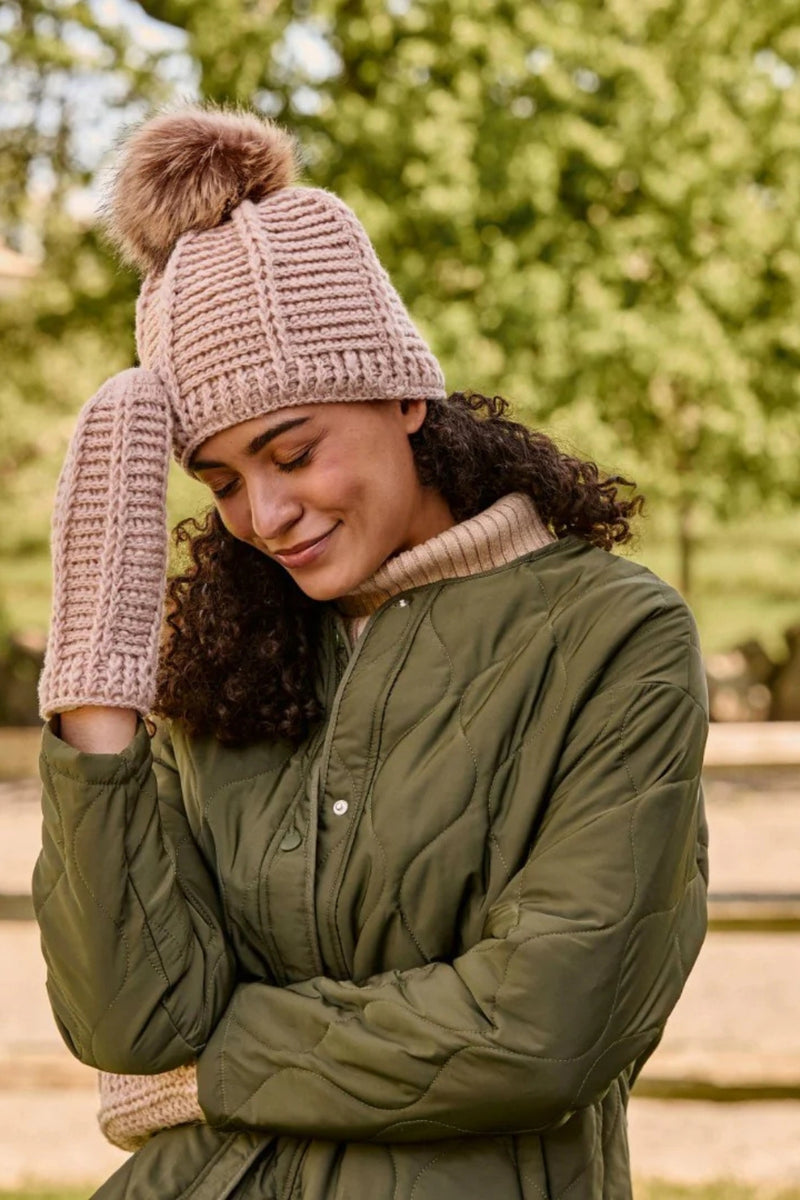 By Many Hands Knit Beanie Brecken - Tan/Rose