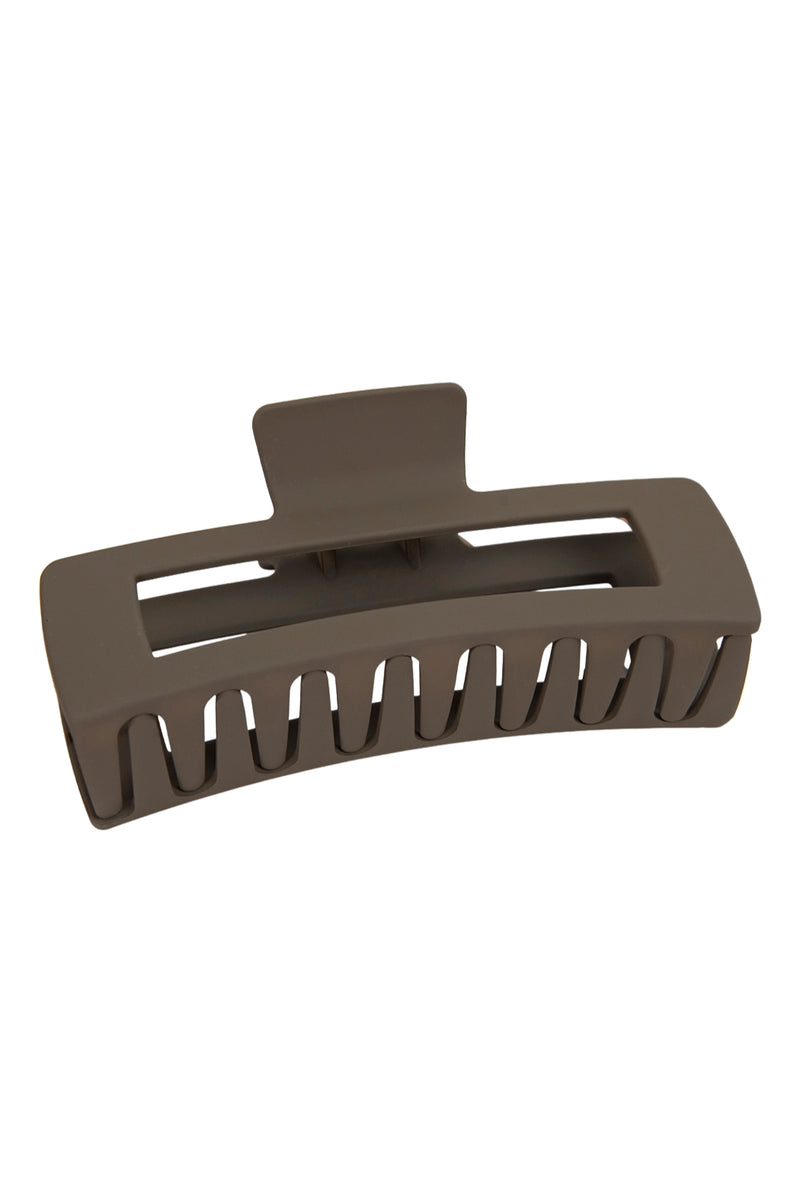 Matte Rectangle Large Hair Claw Clips - Dark Coffee
