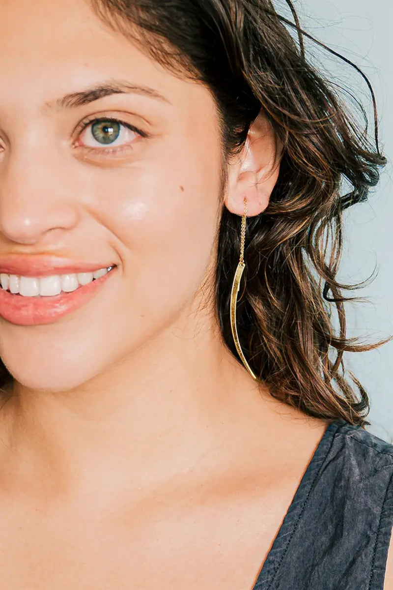 Gold Slice Threader Earrings