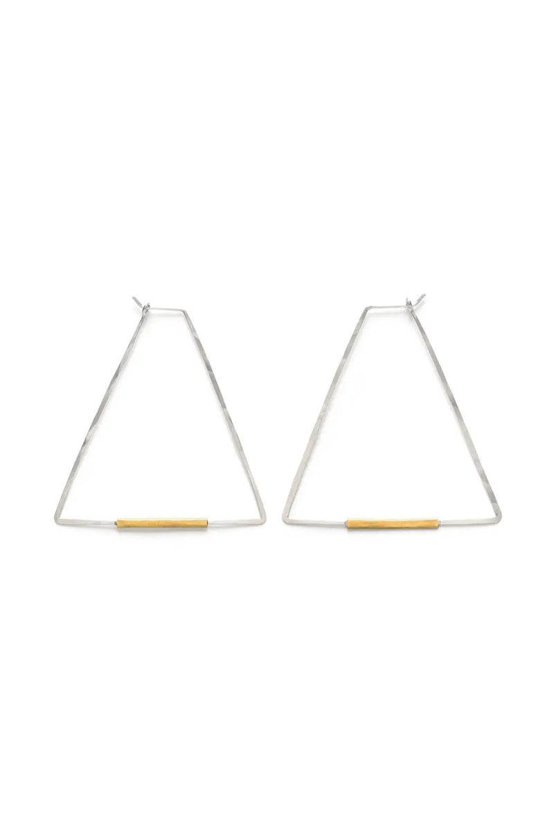 Mind's Eye Design Handcrafted Mixed Metal Hoops - Triangle