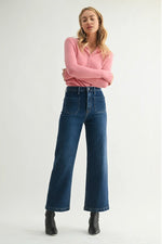 Just Black Denim Patch Pocket Wide Leg - Dark Denim