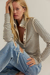 Free People Lake Henley Stripe - Tea Combo