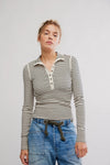Free People Lake Henley Stripe - Tea Combo