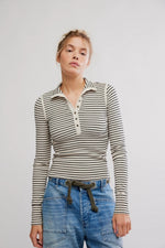 Free People Lake Henley Stripe - Tea Combo