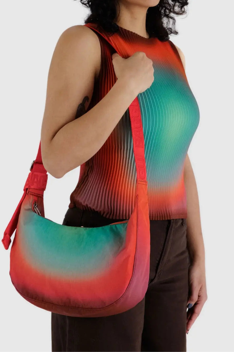 Medium Nylon Crescent Bag - Rain