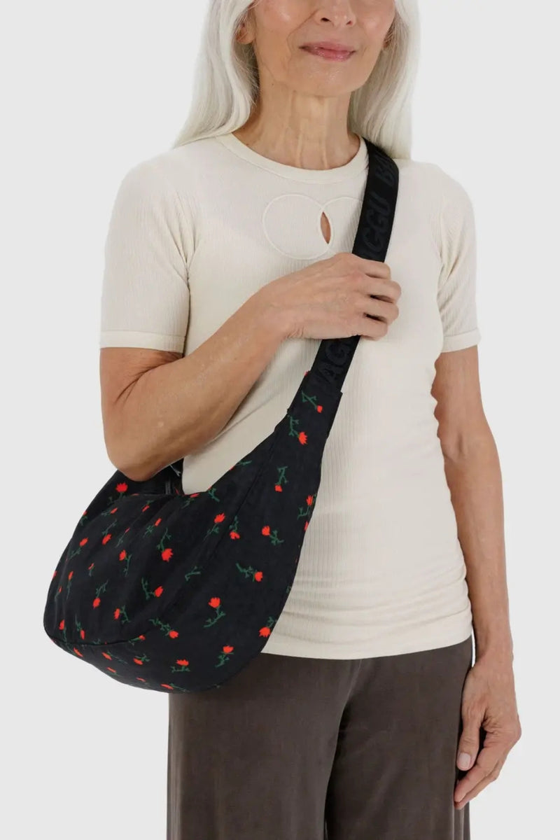 Medium Nylon Crescent Bag - Painted Wildflower