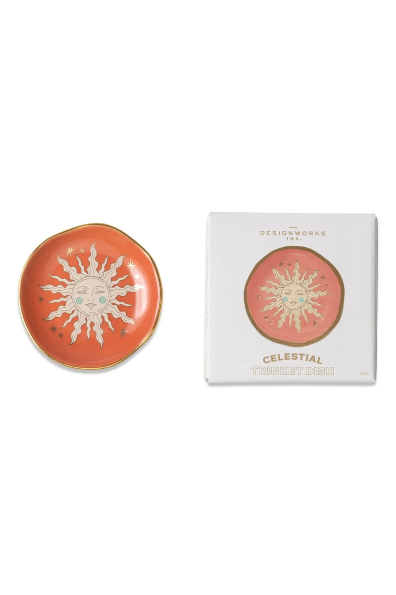 Designworks Inc Celestial Ceramic Trinket Dish - Terracotta Sun