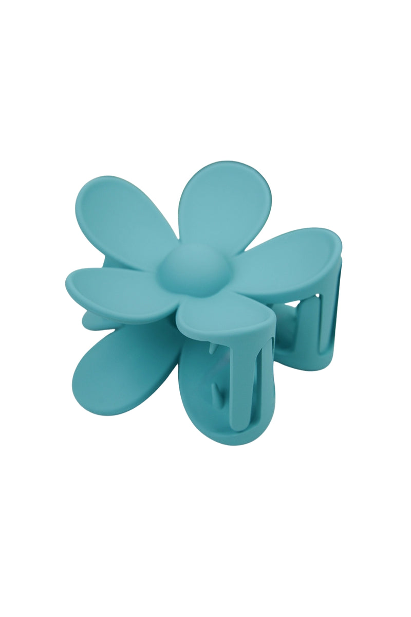 Cute Large Flower Hair Claw Clip - Peacock Blue