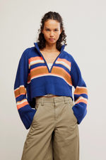 Striped Greta Half Zip Indigo Pura Combo