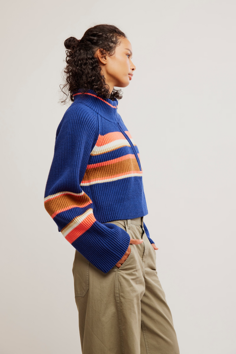 Striped Greta Half Zip Indigo Pura Combo