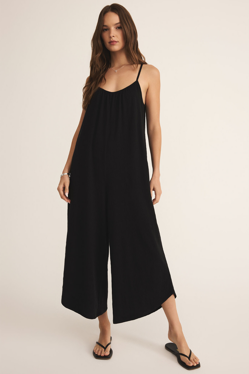 Z Supply Textured Flared Jumpsuit - Black