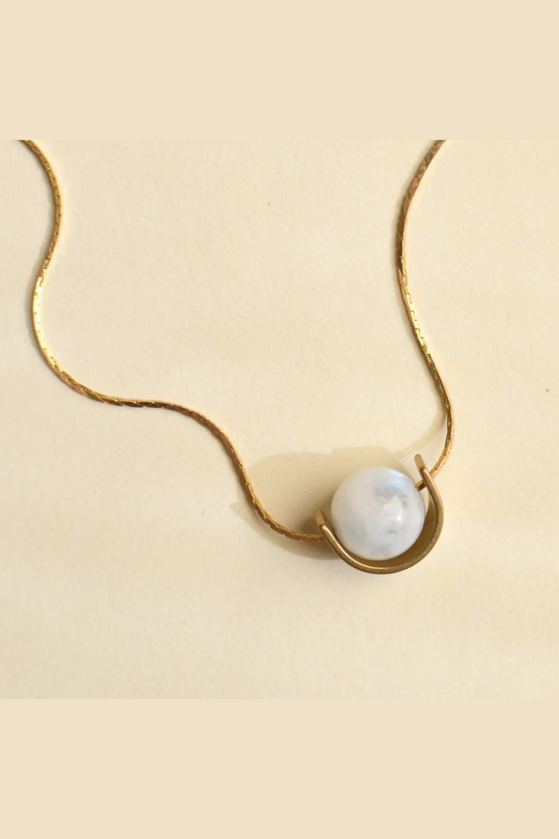 Ker-ij Jewelry Eclipse Necklace on Chain - Moonstone