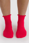 Baggu Lettuce Edge Sock Set of 2 - Light Blue and Red