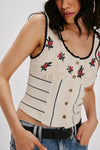 Free People Rose Bud Knit Top - Ivory Combo