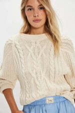 Free People Frankie Cable Sweater - Ivory
