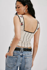 Free People Rose Bud Knit Top - Ivory Combo