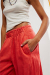 Free People Days End Linen Pants Poppy Red