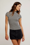 Free People Lola Tee - Black + White Stripe