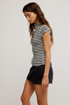 Free People Lola Tee - Black + White Stripe
