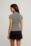 Free People Lola Tee - Black + White Stripe