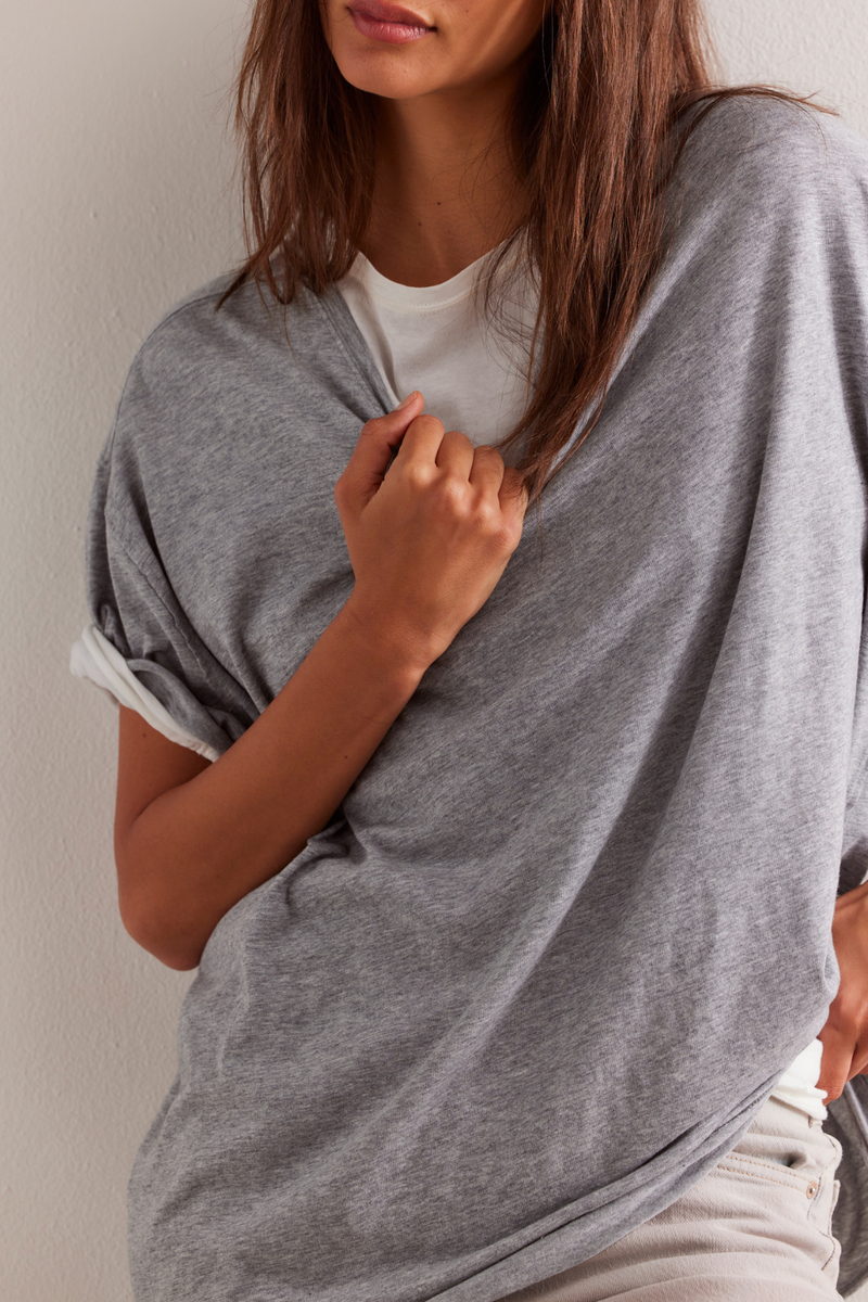 Free People Nina Tee V - Heather Grey