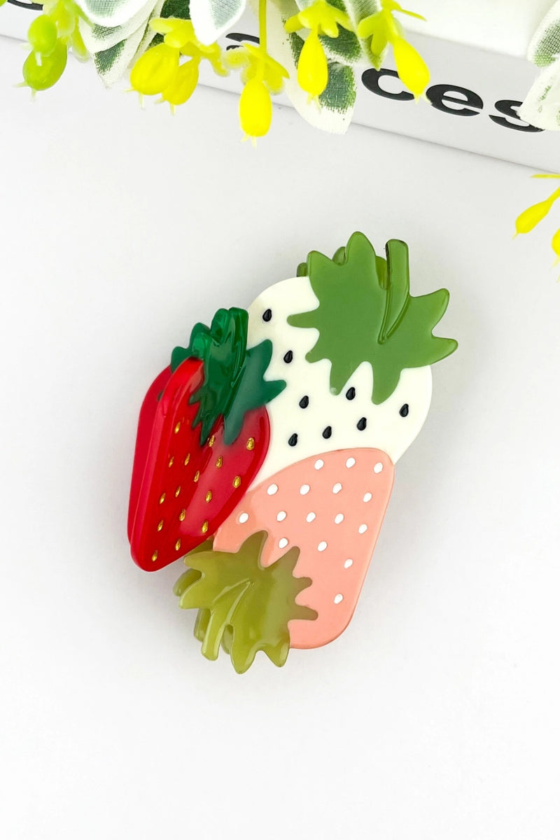 Colorful Vibrant Strawberry Claw Clip - Red