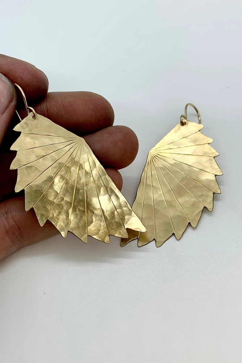 Fluff Hardware Handmade Winged Earrings - Gold