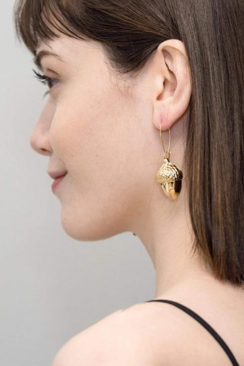 Ravenstone Acorn Earrings - Gold