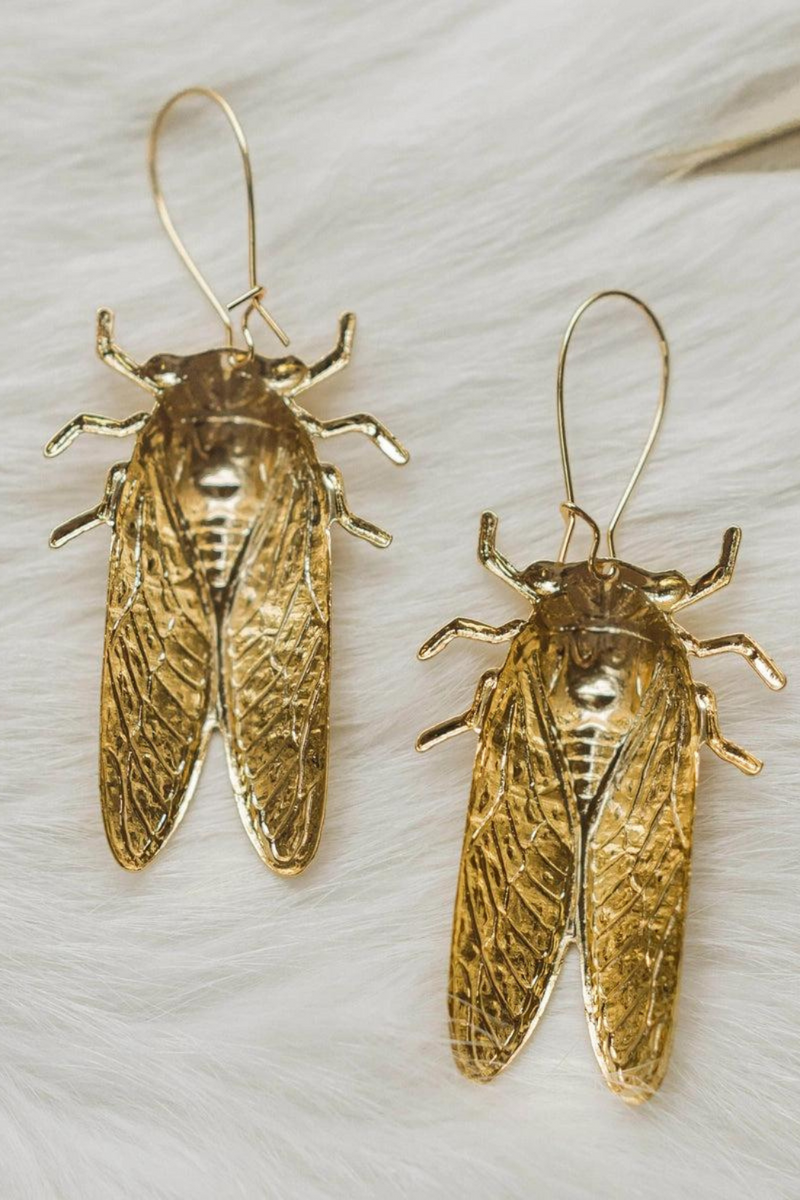 Ravenstone Cicada Earrings - Gold