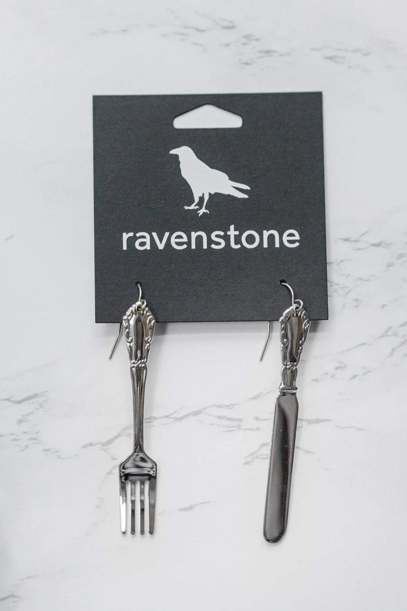 Ravenstone Utensil Earrings - Silver