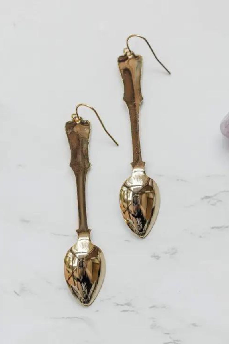 Ravenstone Spoon Earrings - Gold