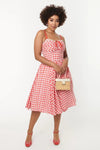 Unique Vintage Golightly Swing Dress - Red Coral