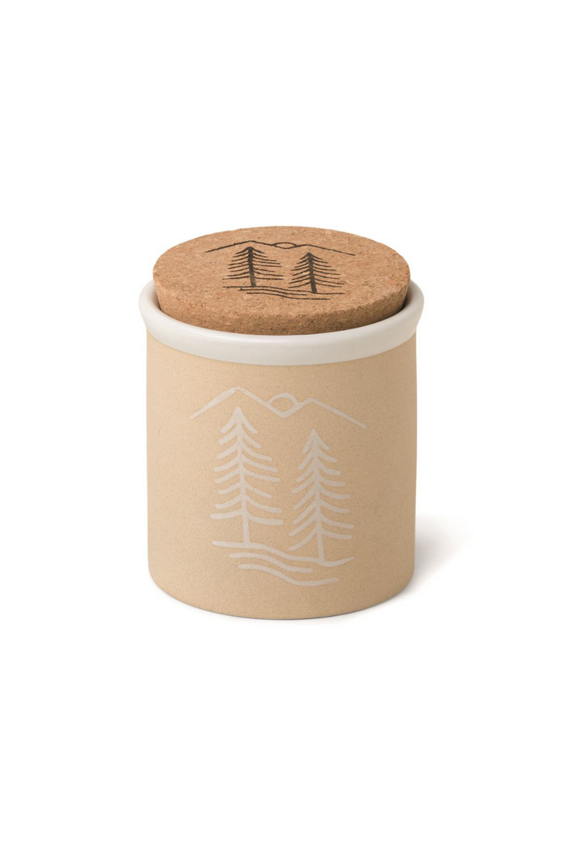 Paddywax Cypress & Fir Dune Candle w/ Tree Artwork- White