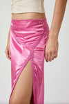 Free People Dakota Satin Midi Skirt - Aurora