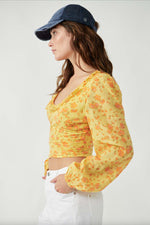 Free People Another Life Printed Top - Honey Combo