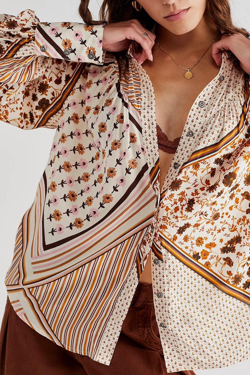 Free People Hazel Buttondown - Tea Combo