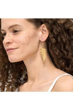 Ravenstone Fern Earrings - Gold